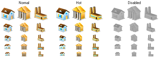 Icon states and sizes