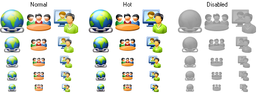 Icon states and sizes