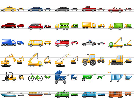 Collection of attractive toolbar and menu icons for logistics software and web